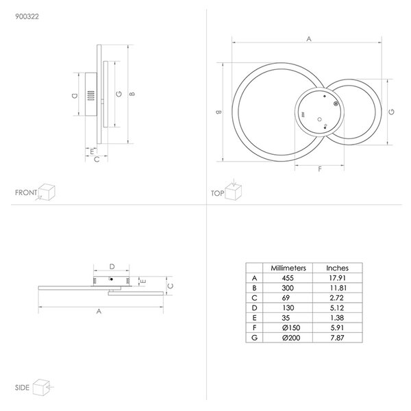 Plafoniera Moderna Parrapos-Z 2 Led Acciaio Nero Diffusori Tondi