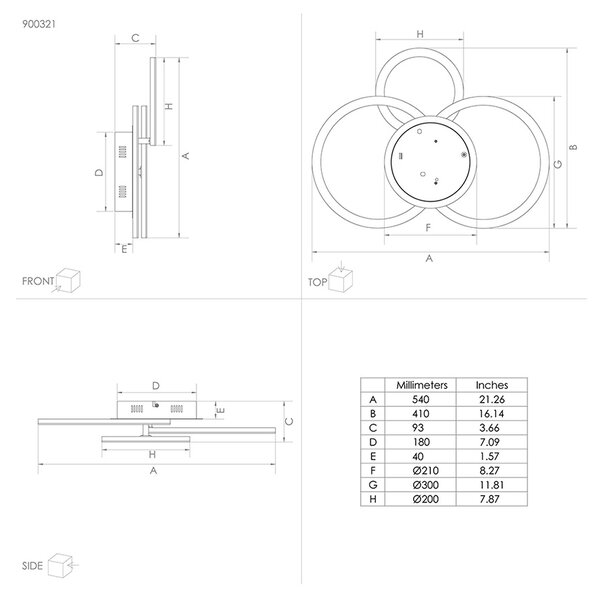 Plafoniera Moderna Parrapos-Z Led Acciaio Nero Grande