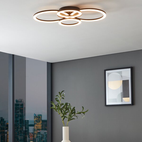 Plafoniera Moderna Parrapos-Z Led Acciaio Nero Diffusori Tondi