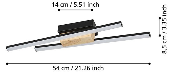 Applique Moderna Panagria Led Alluminio Rivestito In Legno Nero E Marrone