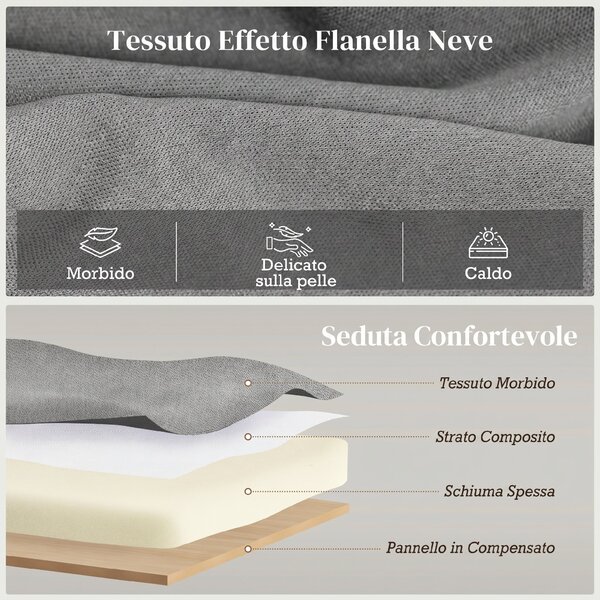 HOMCOM Panca Fondo Letto in Tessuto Effetto Velluto con Contenitore e Braccioli Arrotolati, Grigio Chiaro | Aosom Italy