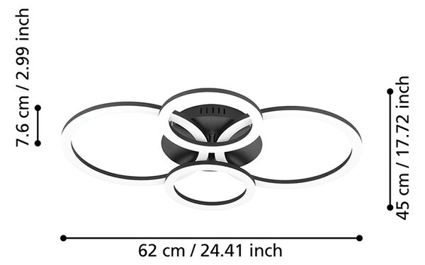 Plafoniera Moderna Parrapos-Z Led Acciaio Nero Diffusori Tondi