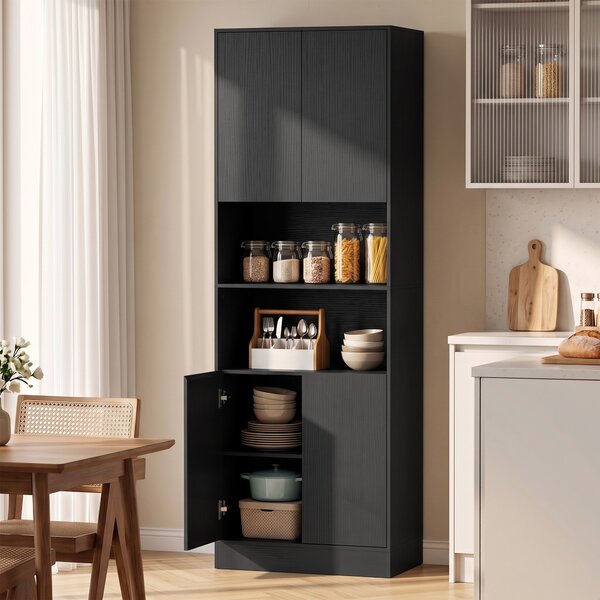 HOMCOM Dispensa Cucina 170cm, Contenitore con Mensola Regolabile, Effetto Legno Nero | Aosom Italy