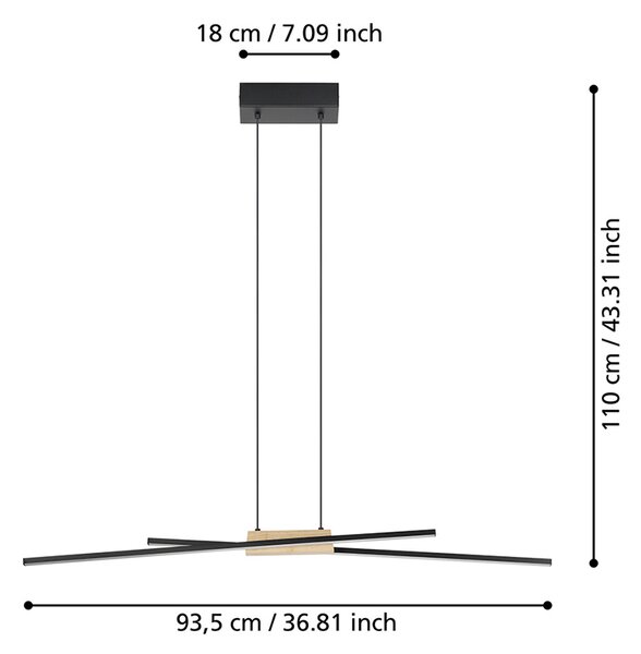 Lampadario Moderno Panagria Led Alluminio Rivestito In Legno Nero E Marrone