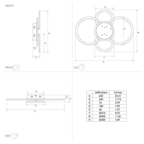 Plafoniera Moderna Parrapos-Z Led Acciaio Nero Diffusori Tondi