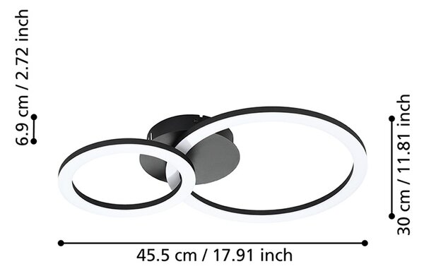 Plafoniera Moderna Parrapos-Z 2 Led Acciaio Nero Diffusori Tondi