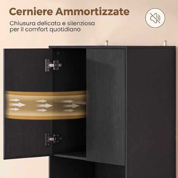 HOMCOM Dispensa Cucina 170cm, Contenitore con Mensola Regolabile, Effetto Legno Nero | Aosom Italy