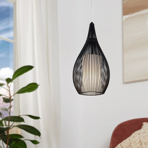 Lampadario Contemporaneo Razoni 1 Luce Acciaio Nero