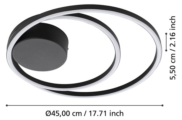 Plafoniera Moderna Ruotale Led Alluminio Nero