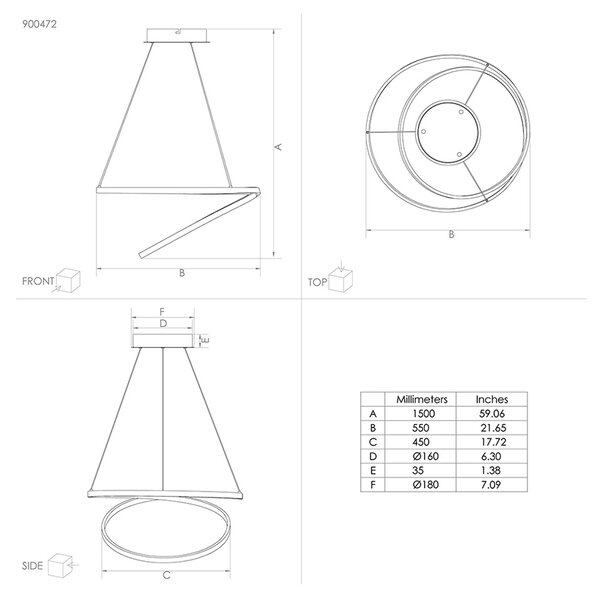 Lampadario Moderno Ruotale Led Alluminio Nero
