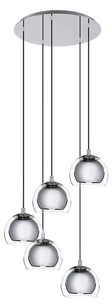 Lampadario Contemporaneo Rocamar 1 5 Luci Acciaio Cromo