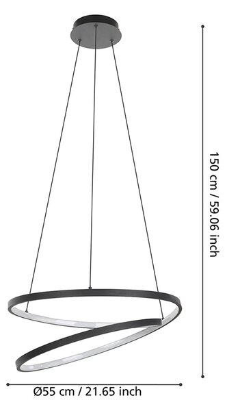 Lampadario Moderno Ruotale Led Alluminio Nero