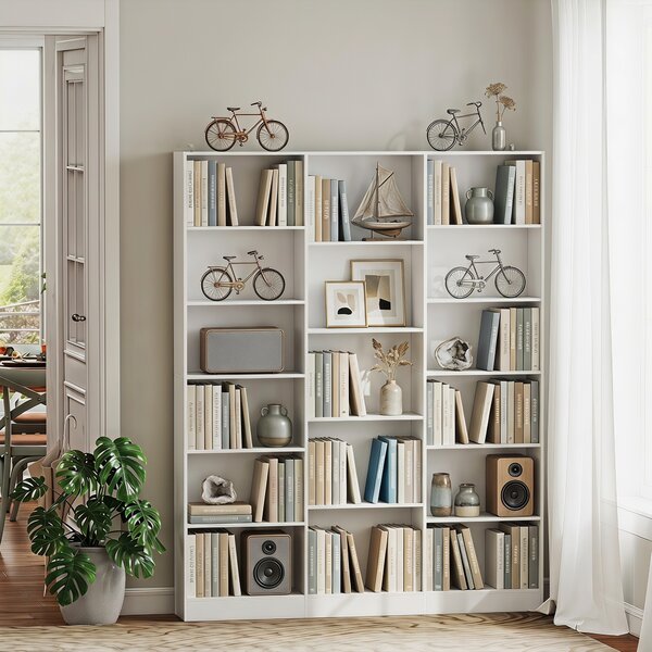 HOMCOM Libreria con Ripiani Regolabili e Antiribaltamento, 149x23,6x188 cm, Bianco | Aosom Italy