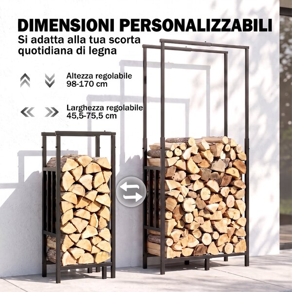 Outsunny Portalegna per Interni ed Esterni con Larghezza e Altezza Regolabili, Base Rialzata, in Acciaio, Nero | Aosom Italy
