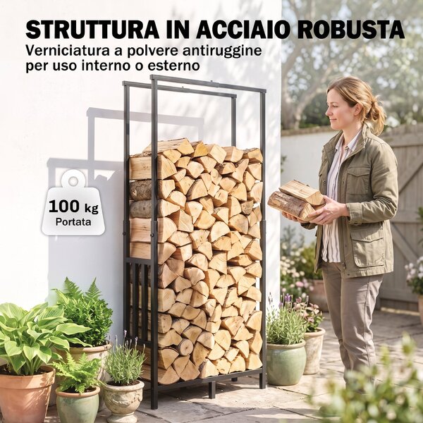 Outsunny Portalegna per Interni ed Esterni con Larghezza e Altezza Regolabili, Base Rialzata, in Acciaio, Nero | Aosom Italy