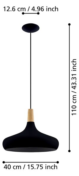 Lampadario Contemporaneo Sabinar Grande 1 Luce Metallo Nero E Marrone