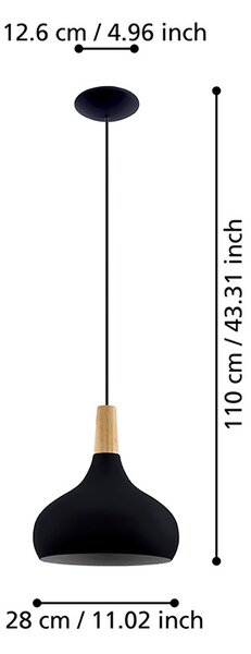 Lampadario Contemporaneo Sabinar Medio 1 Luce Metallo Nero E Marrone