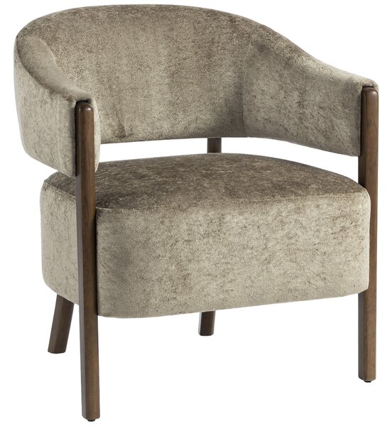 HOMCOM Poltrona d'accento, poltrona imbottita in chenille con struttura e gambe in legno massello, Marrone chiaro | Aosom Italy