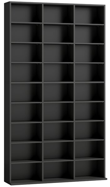 HOMCOM Mobile Porta CD a 9 Ripiani con 21 Ripiani, Scaffale Porta 835 CD/500 DVD/640 Blu-ray Salvaspazio, 100x24x175 cm, Nero | Aosom Italy