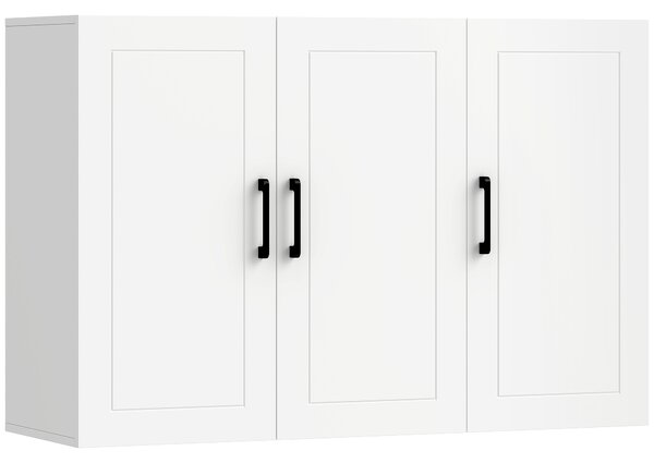 HOMCOM Mobile Bagno da Parete con 3 Ante, Ripiano Regolabile, per Soggiorno e Ingresso, Salvaspazio, 90x30x60 cm, Bianco | Aosom Italy