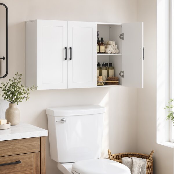 HOMCOM Mobile Bagno da Parete con 3 Ante, Ripiano Regolabile, per Soggiorno e Ingresso, Salvaspazio, 90x30x60 cm, Bianco | Aosom Italy
