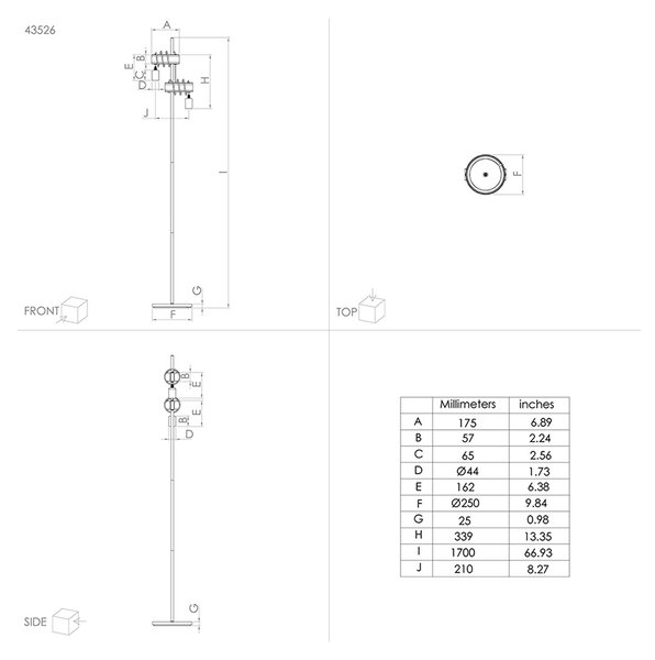 Piantana Industrial Townshend 4 2 Luci Acciaio Marrone Invecchiato E Nero