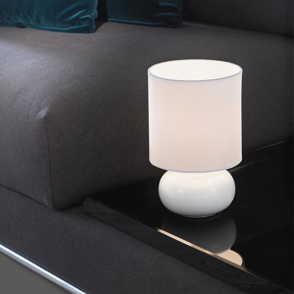 Lampada Da Scrivania Contemporanea Trondio 1 Luce Ceramica Bianco