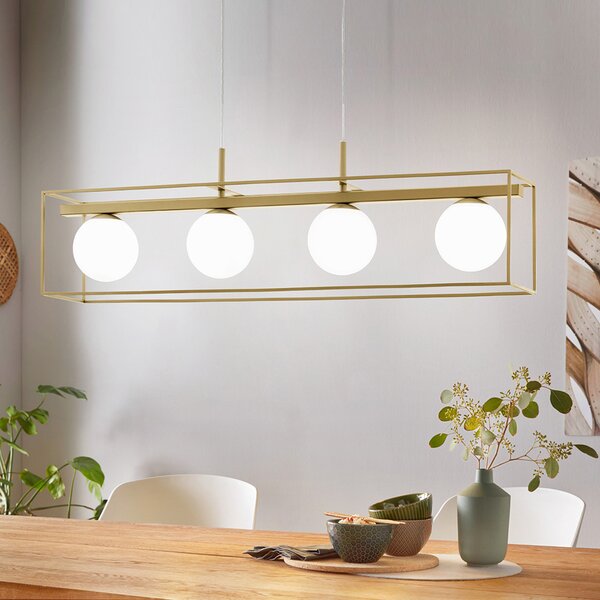 Lampadario Industrial Vallaspra 4 Luci Acciaio Ottone