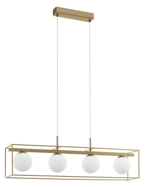 Lampadario Industrial Vallaspra 4 Luci Acciaio Ottone
