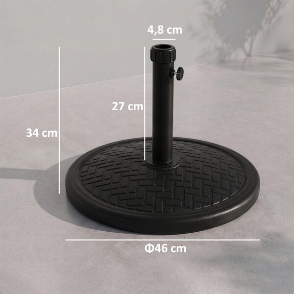 Outsunny Base per Ombrellone di 14kg per Pali da Ø32-38 mm, Metallo e Cemento, Ø46 cm, Nero
