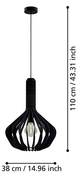 Lampadario Industrial Velasco 1 Luce Acciaio Nero Diffusore Nero