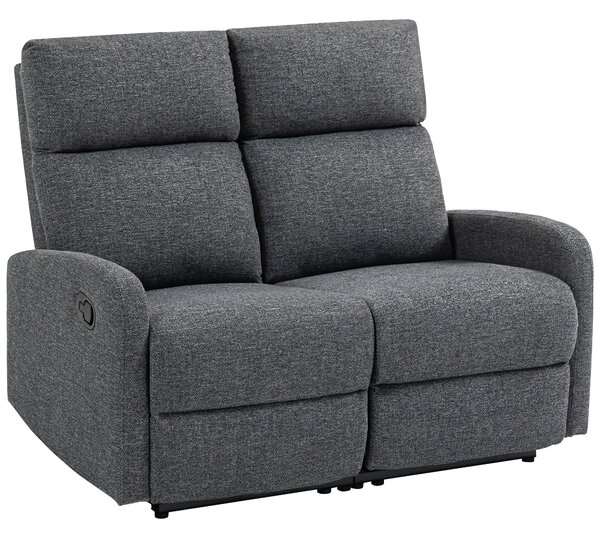 HOMCOM Divano 2 Posti Reclinabile a 145° max e Rivestito in Ciniglia Grigia, 124x91x100 cm | Aosom Italy