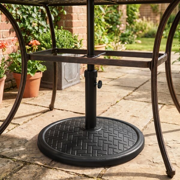 Outsunny Base per Ombrellone di 14kg per Pali da Ø32-38 mm, Metallo e Cemento, Ø46 cm, Nero