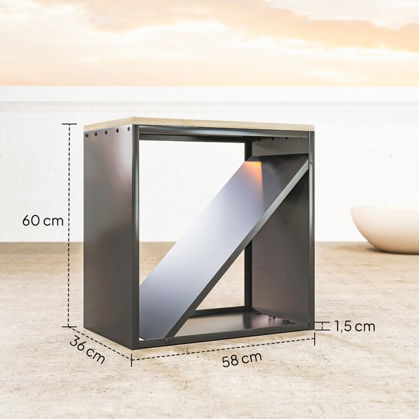 Outsunny Portalegna da Interno 2 in 1, Supporto per Legna Rialzato con Divisorio, Porta Legna per Interni per Caminetti, 58x36x60 cm, Nero | Aosom Italy