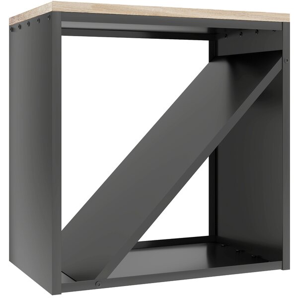 Outsunny Portalegna da Interno 2 in 1, Supporto per Legna Rialzato con Divisorio, Porta Legna per Interni per Caminetti, 58x36x60 cm, Nero | Aosom Italy