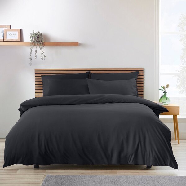 Set copripiumino e federa nero per letto matrimoniale 200x200 cm So Soft Non Iron – Catherine Lansfield