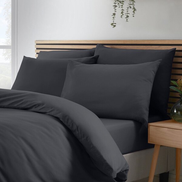Set copripiumino e federa nero per letto matrimoniale 200x200 cm So Soft Non Iron – Catherine Lansfield
