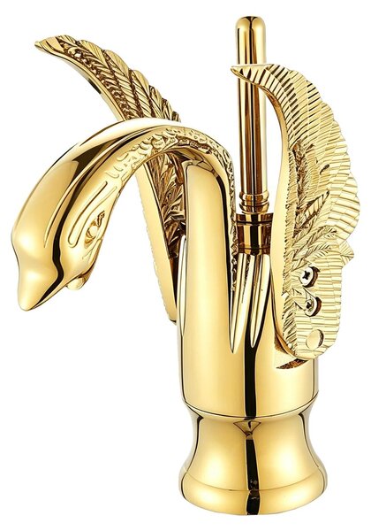 Miscelatore per lavabo, design elegante, costruzione robusta, color oro