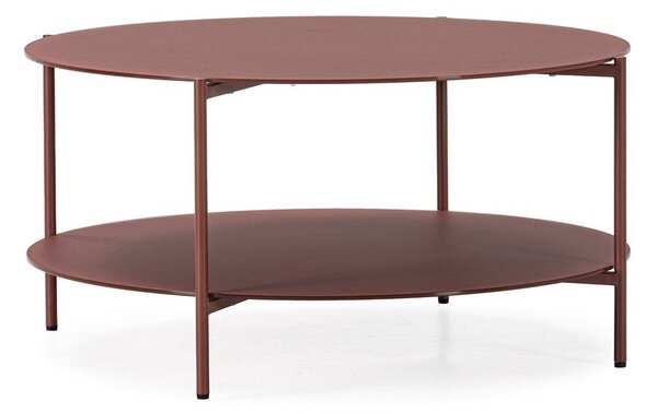 Tavolino da salotto rotondo color terracotta con piano in vetro ø 83 cm Davi – MOME