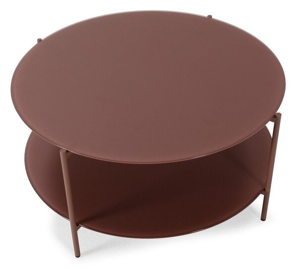 Tavolino da salotto rotondo color terracotta con piano in vetro ø 83 cm Davi – MOME