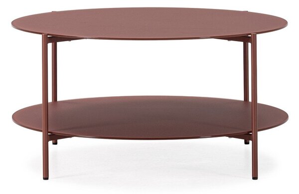Tavolino da salotto rotondo color terracotta con piano in vetro ø 83 cm Davi – MOME