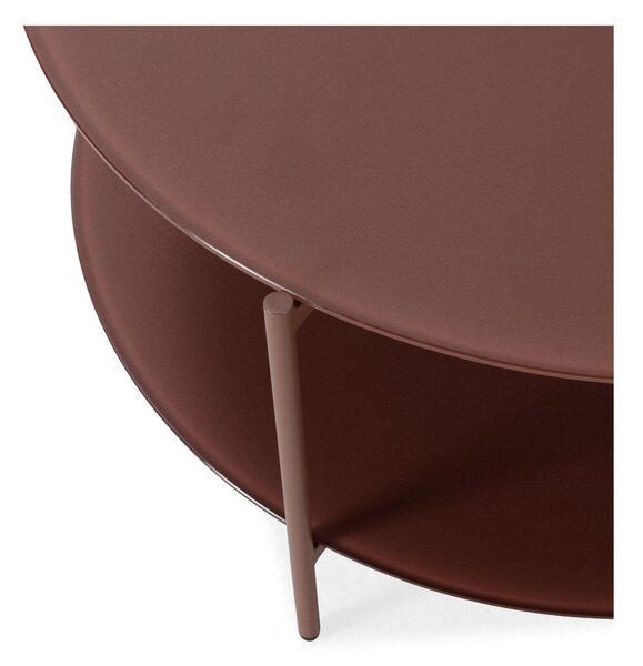 Tavolino da salotto rotondo color terracotta con piano in vetro ø 83 cm Davi – MOME