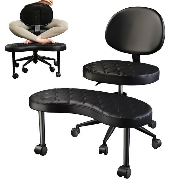 Sedia da ufficio, design ergonomico, regolabile in altezza, in poliuretano nero