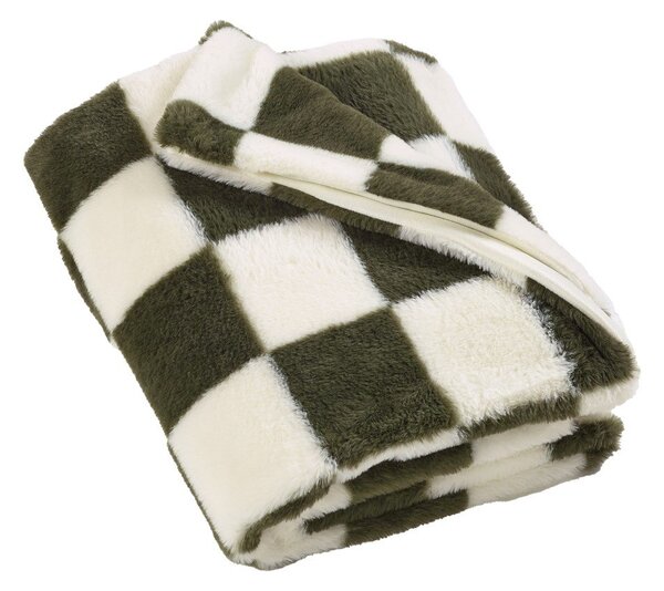 Coperta bianca/verde 130x170 cm Cosy Soft Checkerboard – Catherine Lansfield