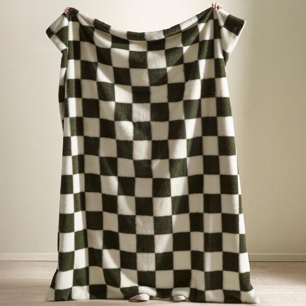 Coperta bianca/verde 130x170 cm Cosy Soft Checkerboard – Catherine Lansfield