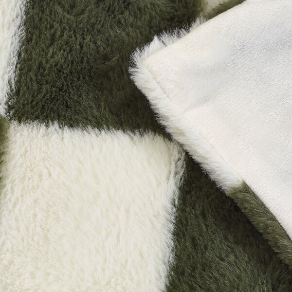 Coperta bianca/verde 130x170 cm Cosy Soft Checkerboard – Catherine Lansfield
