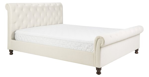 Letto 2 posti 160x200 cm in tessuto bouclé imbottito RILEY