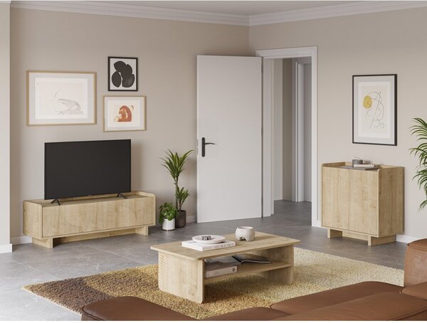 Mobile TV di colore naturale con effetto rovere 140x45x40 cm Daira – Marckeric