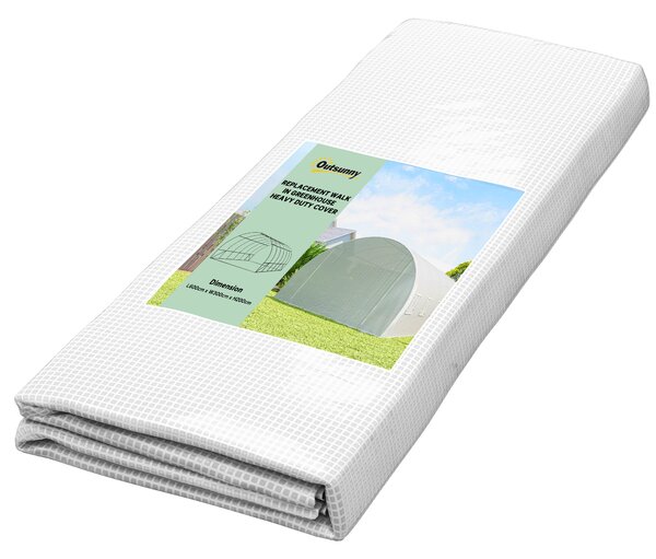 Outsunny Telo per Serra in PE con 12 Finestre, Porta Avvolgibile e Bordi Interrati, 6x3x2 m, Bianco | Aosom Italy