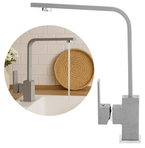Granitan | PERRO - Rubinetto da cucina - Design squadrato - Grigio - Rubinetto moderno
